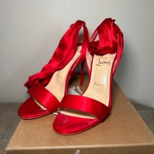 Christian Louboutin Sandale Du Desert Red Satin 100mm